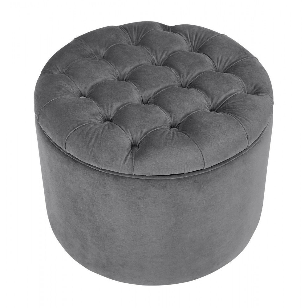 TOV Furniture Queen Gray Velvet Storage Ottoman