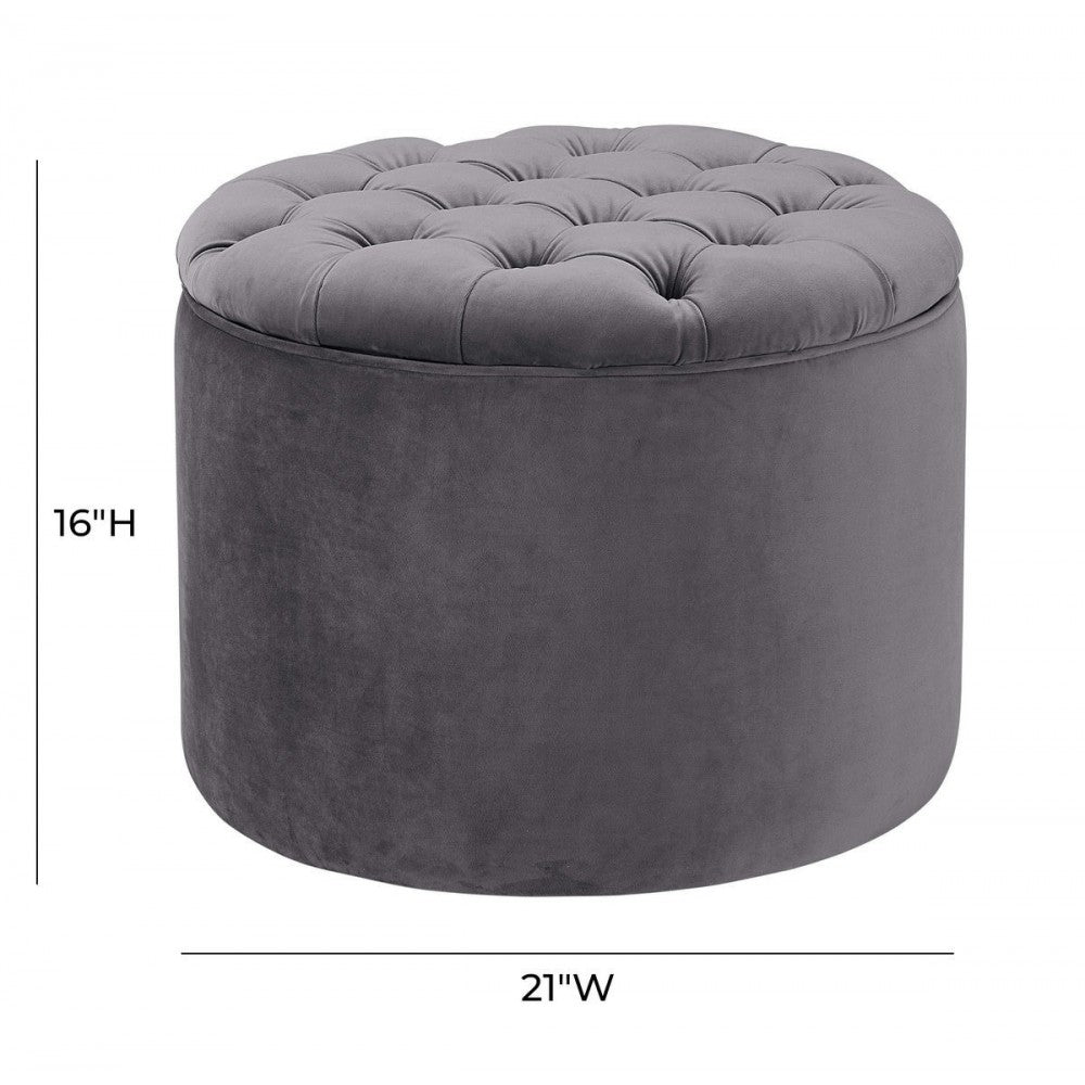 TOV Furniture Queen Gray Velvet Storage Ottoman