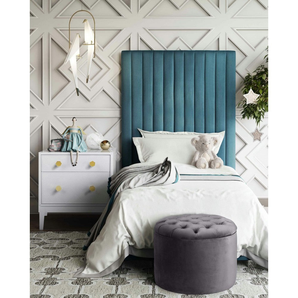 TOV Furniture Queen Gray Velvet Storage Ottoman