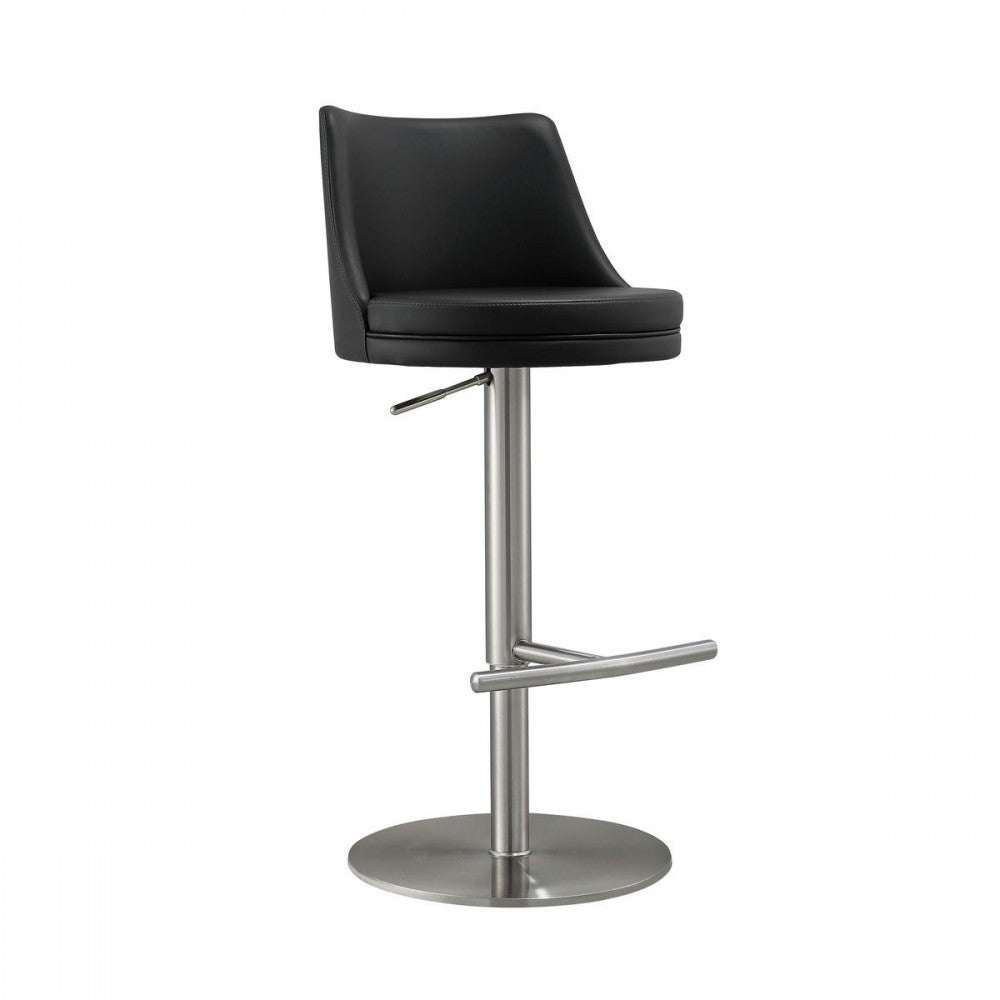 TOV Furniture Reagan Black and Silver Adjustable Stool