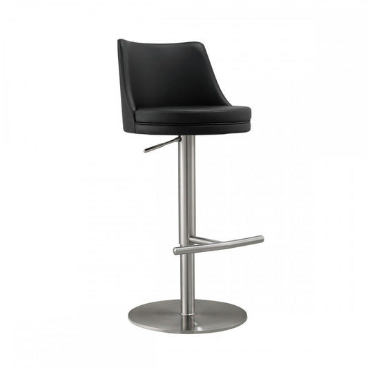 TOV Furniture Reagan Black and Silver Adjustable Stool
