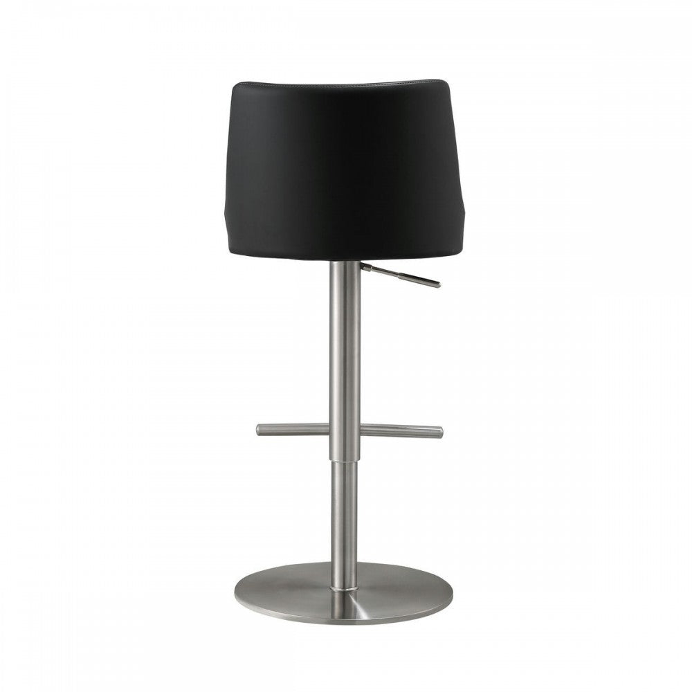 TOV Furniture Reagan Black and Silver Adjustable Stool