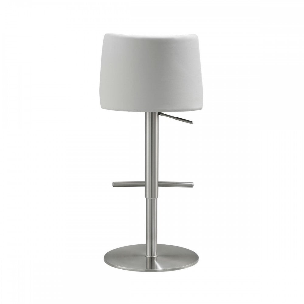 TOV Furniture Reagan White and Silver Adjustable Stool
