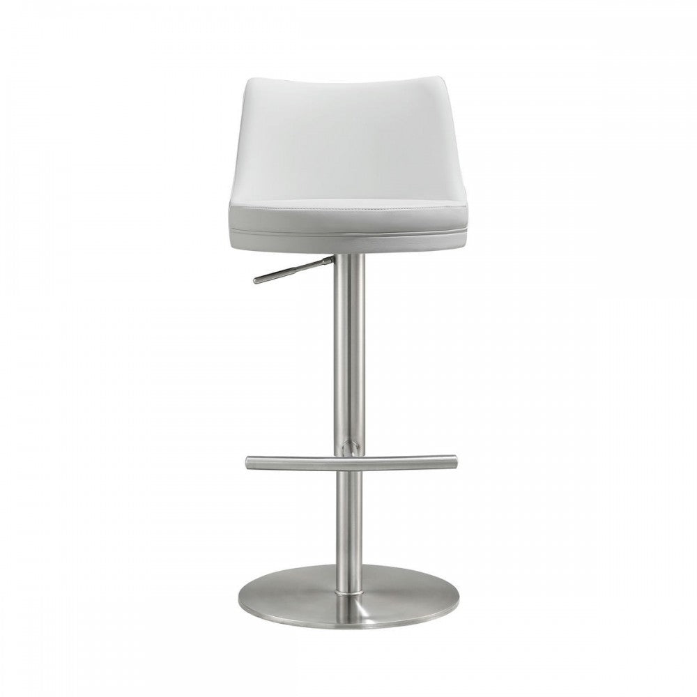 TOV Furniture Reagan White and Silver Adjustable Stool