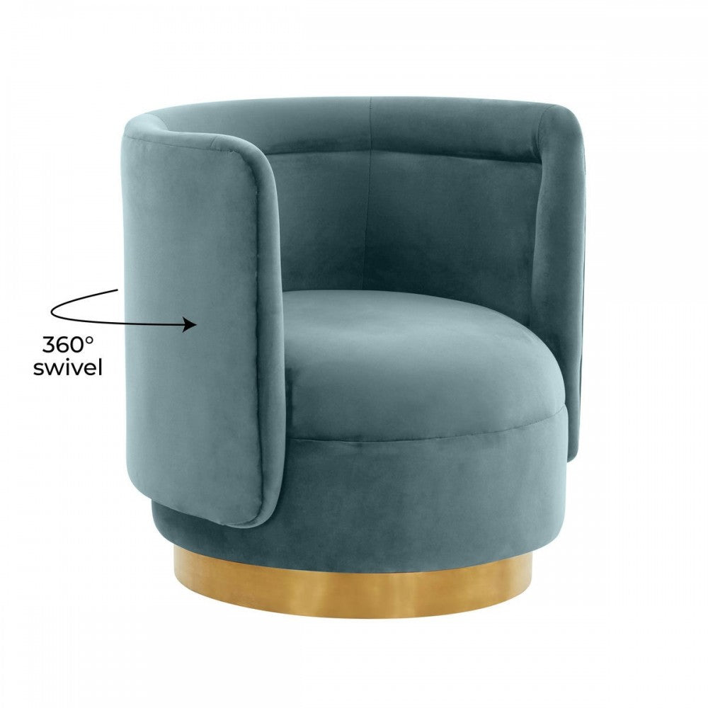 TOV Furniture Remy Bluestone Velvet Swivel Chair
