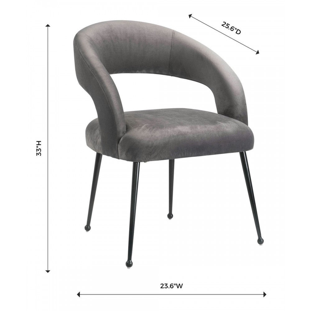 TOV Furniture Rocco Gray Velvet Dining Chair