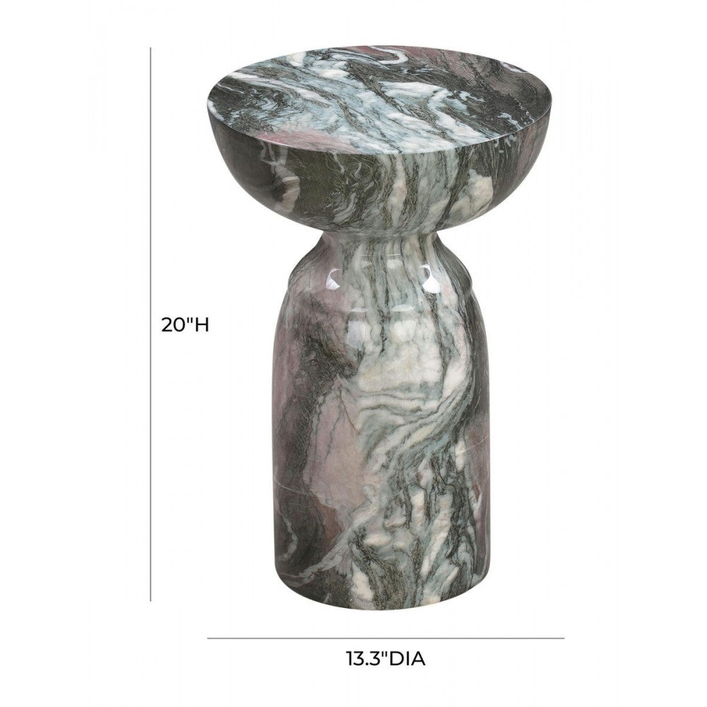 TOV Furniture Rue Gray and Blush Marble Side Table