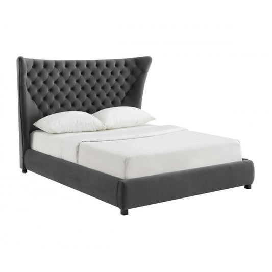 TOV Furniture Sassy Gray Velvet Queen Bed