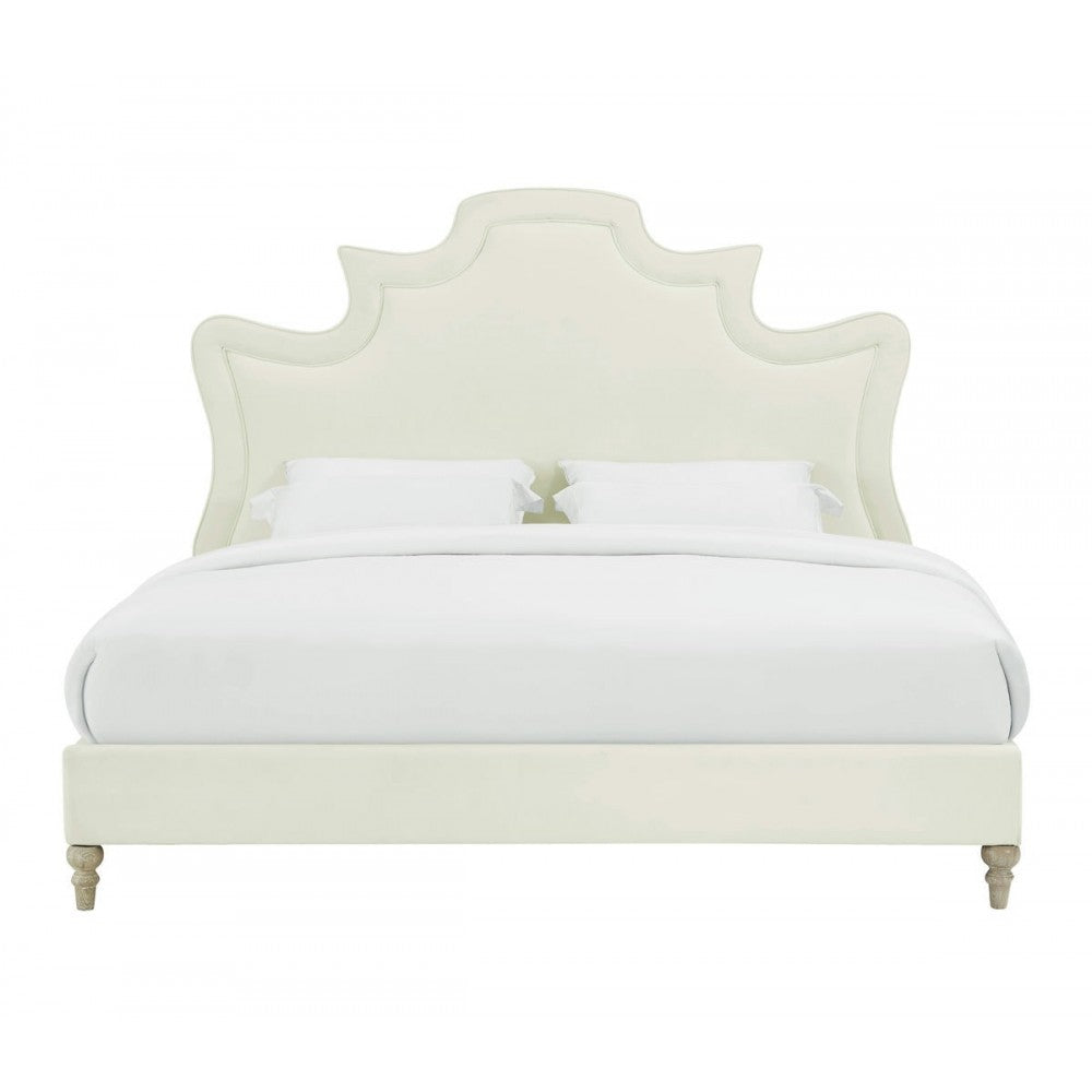 TOV Furniture Serenity Cream Velvet Bed in King