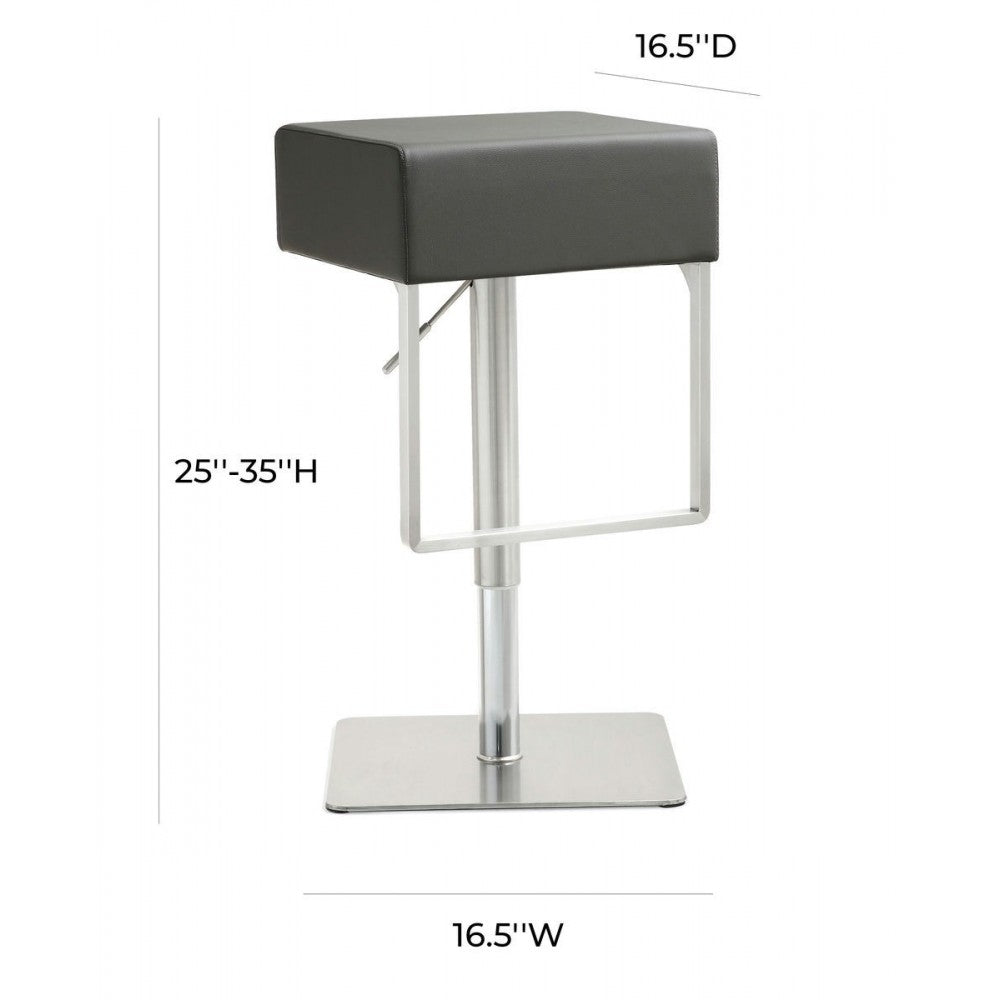 TOV Furniture Seville Gray Stainless Adjustable Barstool