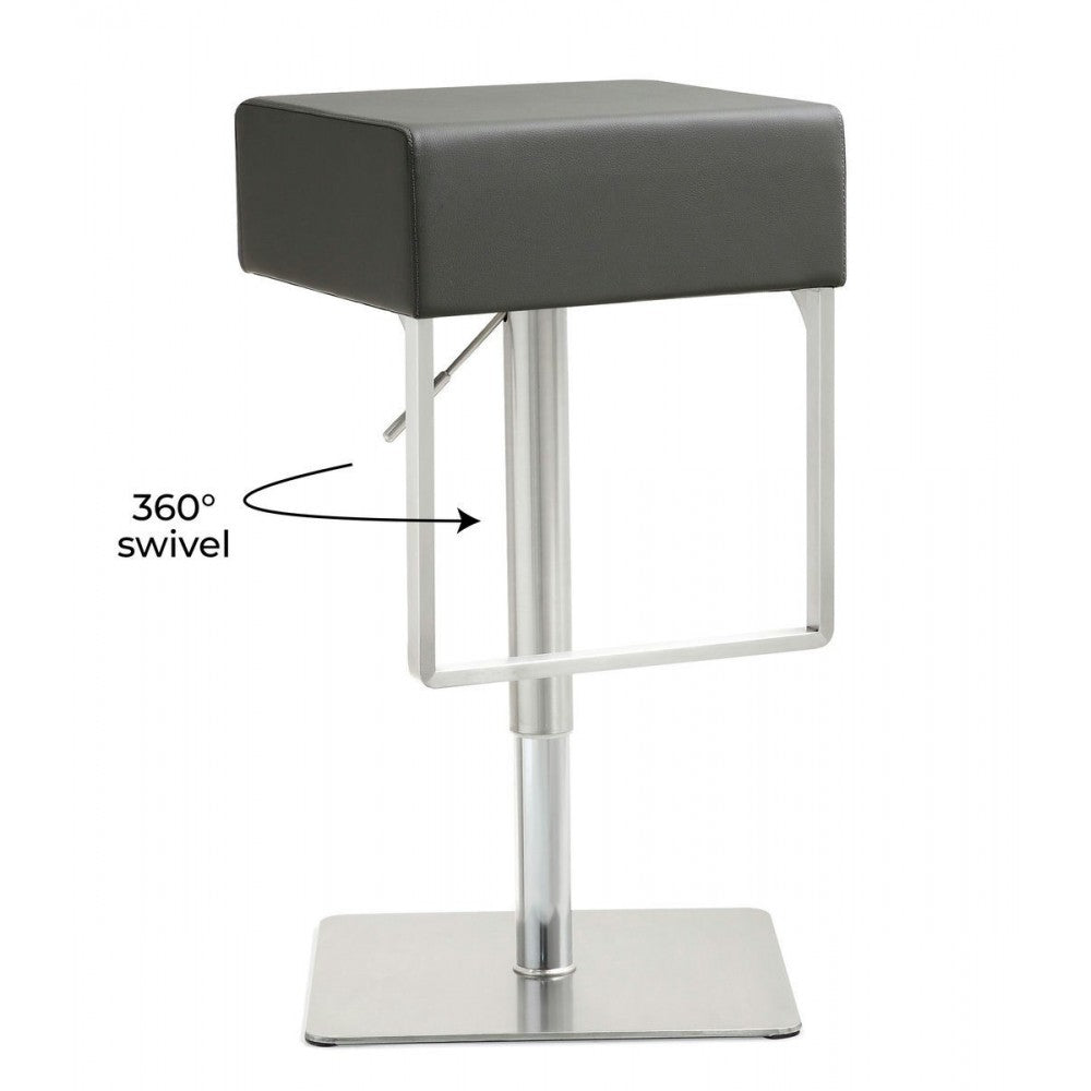 TOV Furniture Seville Gray Stainless Adjustable Barstool