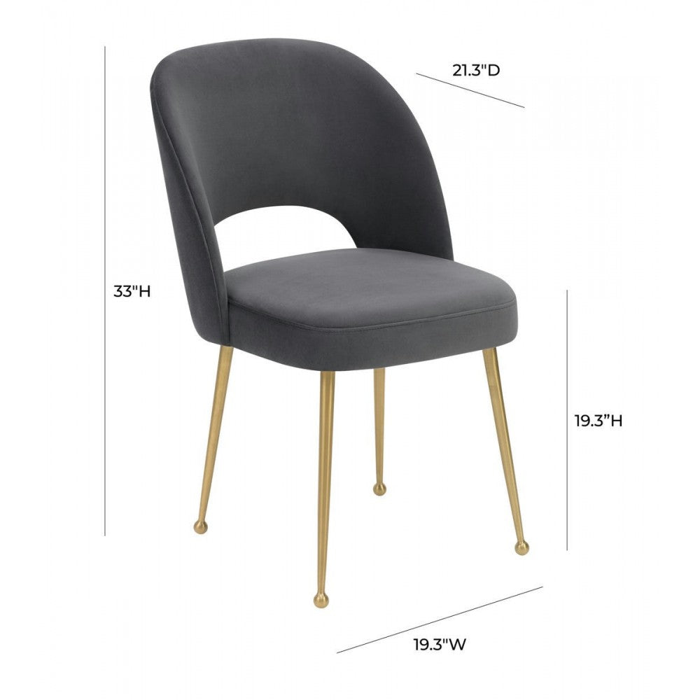 TOV Furniture Swell Dark Gray Velvet Chair