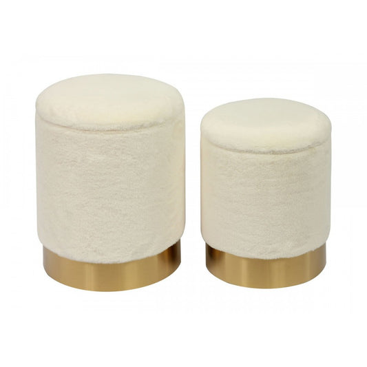 TOV Furniture Teddy Faux Sheepskin Storage Ottomans - Set of 2