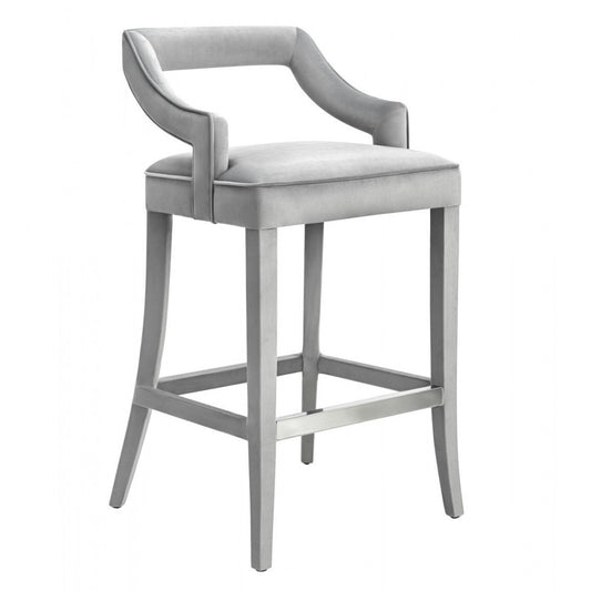 TOV Furniture Tiffany Gray Velvet Bar Stool