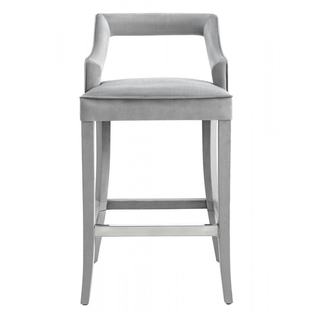 TOV Furniture Tiffany Gray Velvet Bar Stool