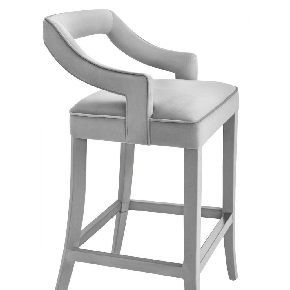 TOV Furniture Tiffany Gray Velvet Bar Stool