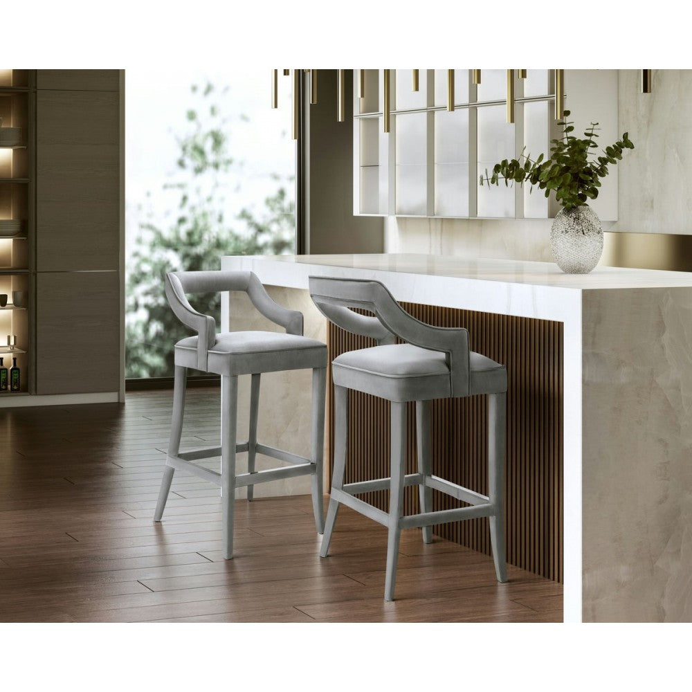 TOV Furniture Tiffany Gray Velvet Counter Stool
