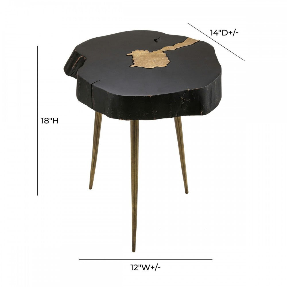 TOV Furniture Timber Black and Brass Side Table