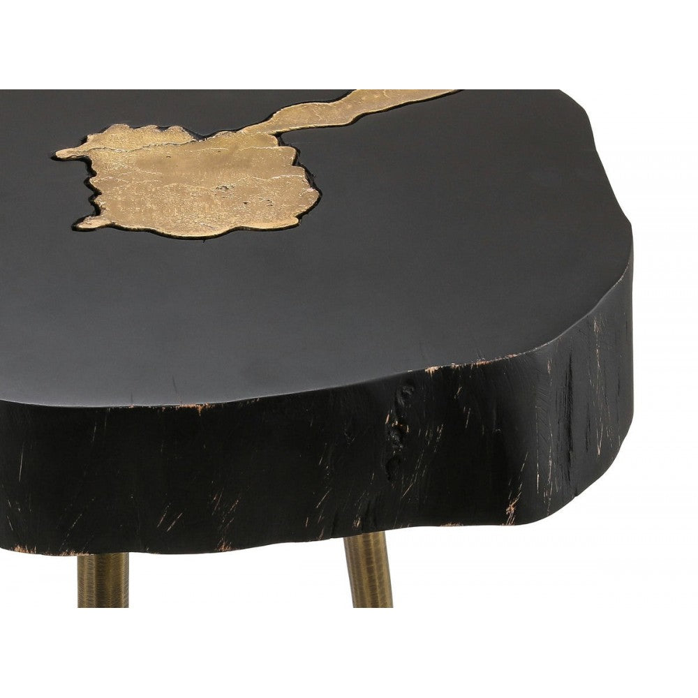 TOV Furniture Timber Black and Brass Side Table