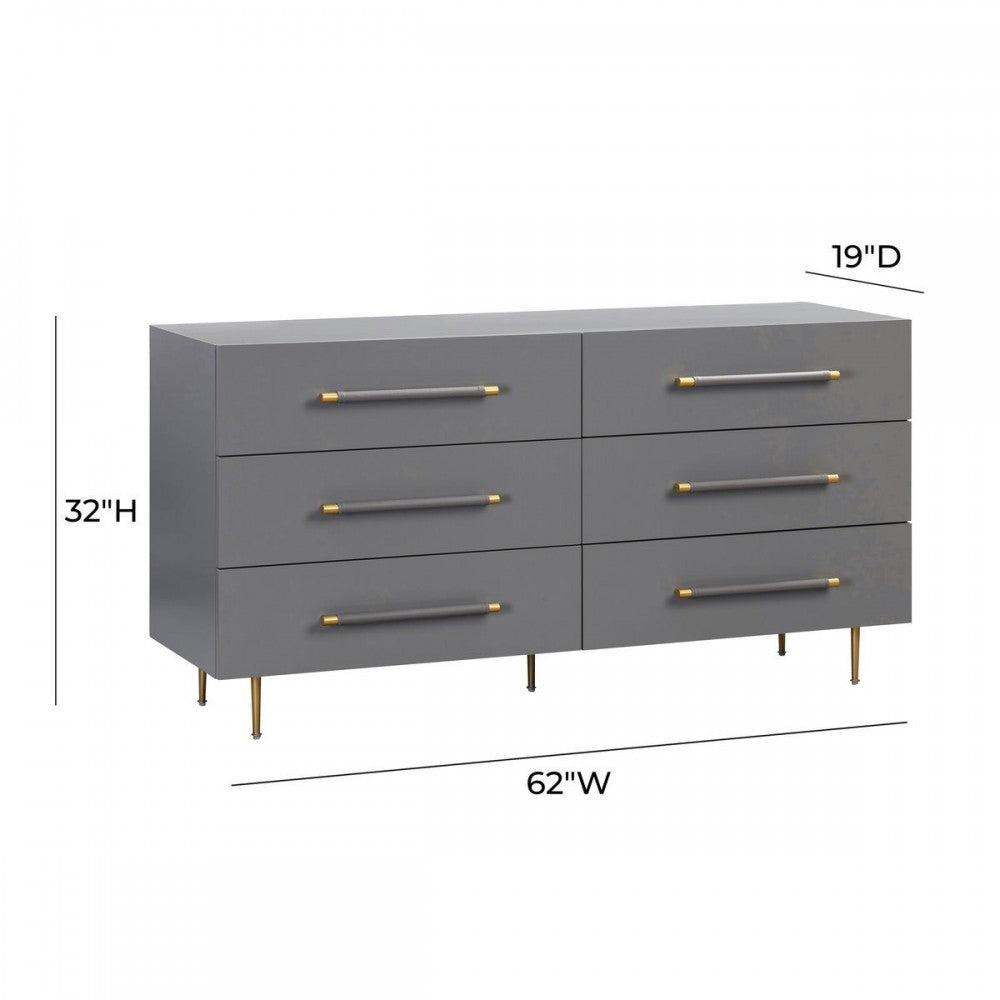 TOV Furniture Trident Gray 6 Drawer Dresser