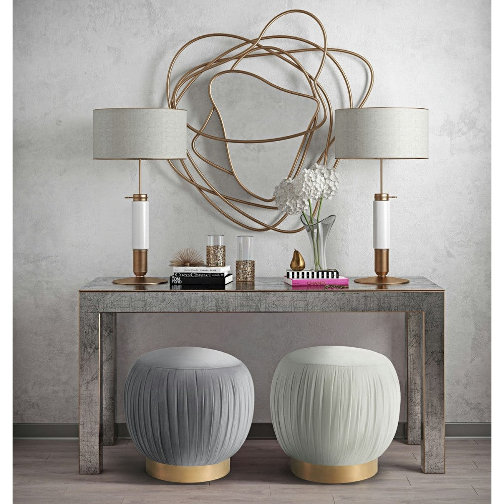 TOV Furniture Tulip Gray Velvet Ottoman