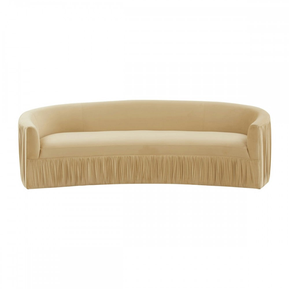 TOV Furniture Valerie Pleated Champagne Velvet Sofa