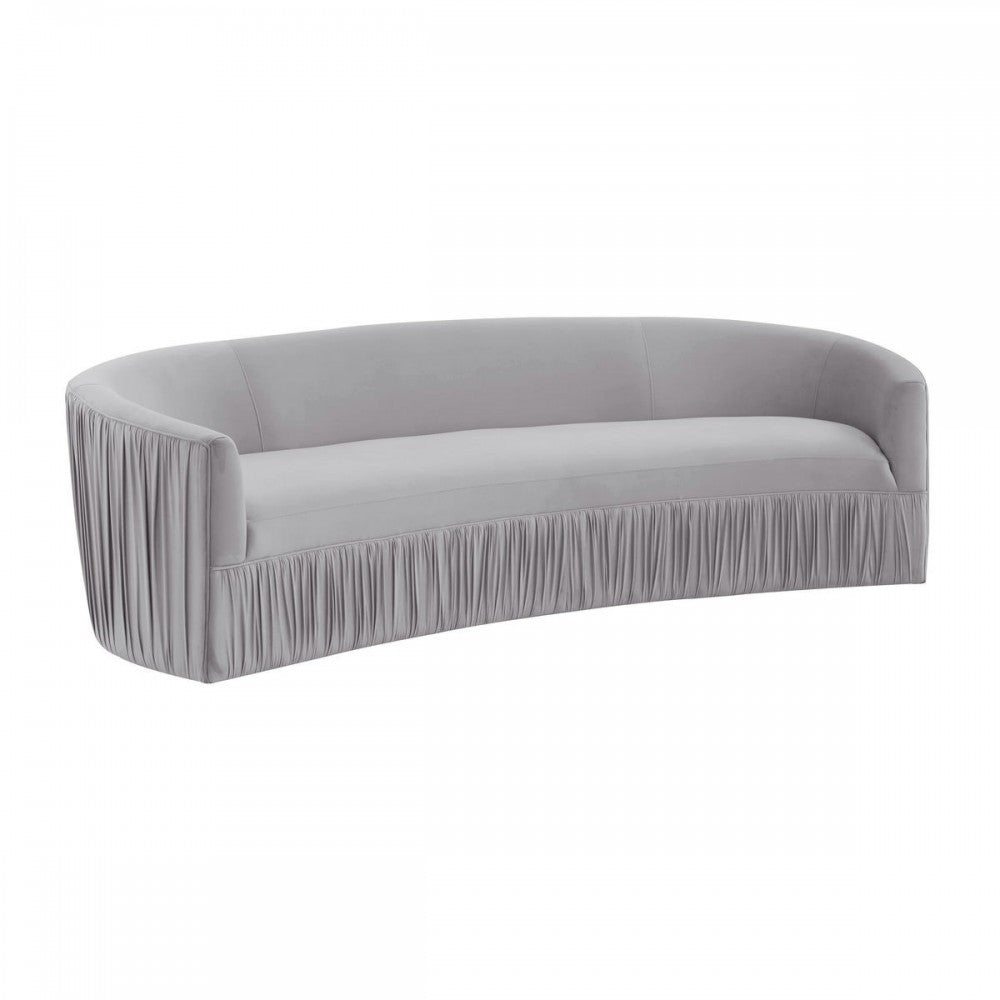 TOV Furniture Valerie Pleated Light Gray Velvet Sofa