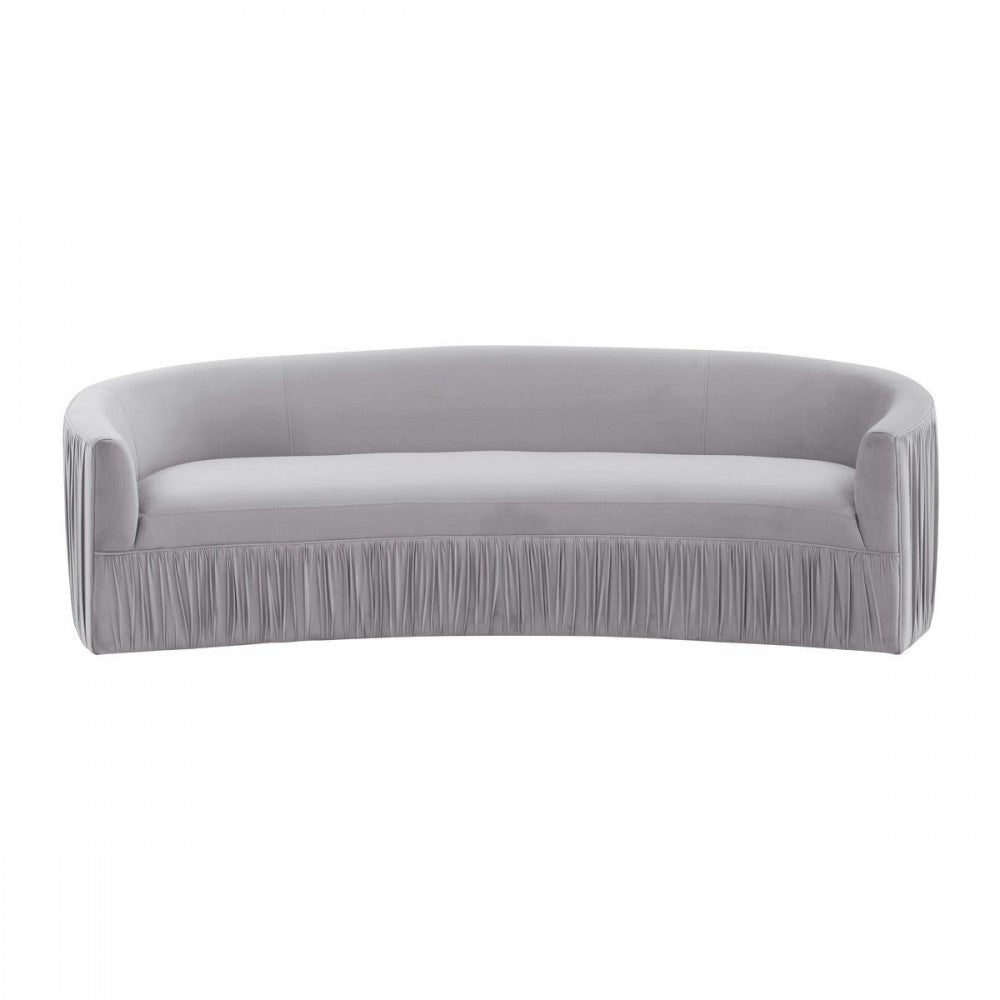 TOV Furniture Valerie Pleated Light Gray Velvet Sofa