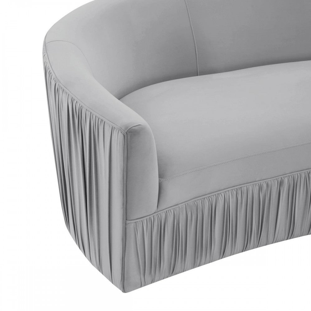 TOV Furniture Valerie Pleated Light Gray Velvet Sofa