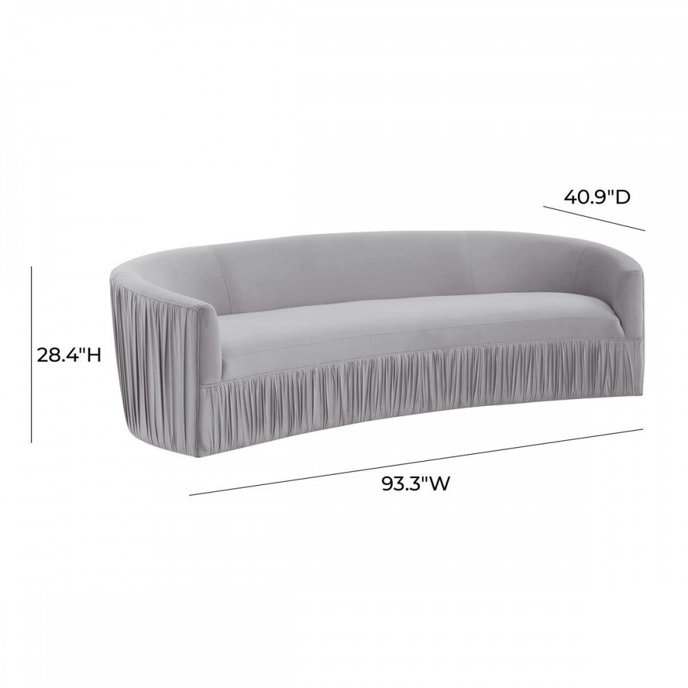 TOV Furniture Valerie Pleated Light Gray Velvet Sofa