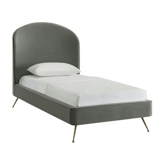 TOV Furniture Vivi Gray Velvet Bed in Twin