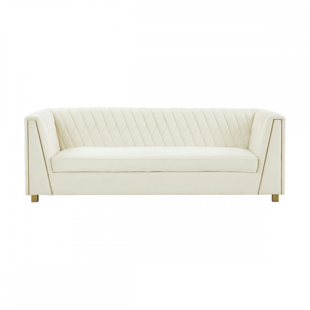TOV Furniture Wafa Cream Velvet Sofa