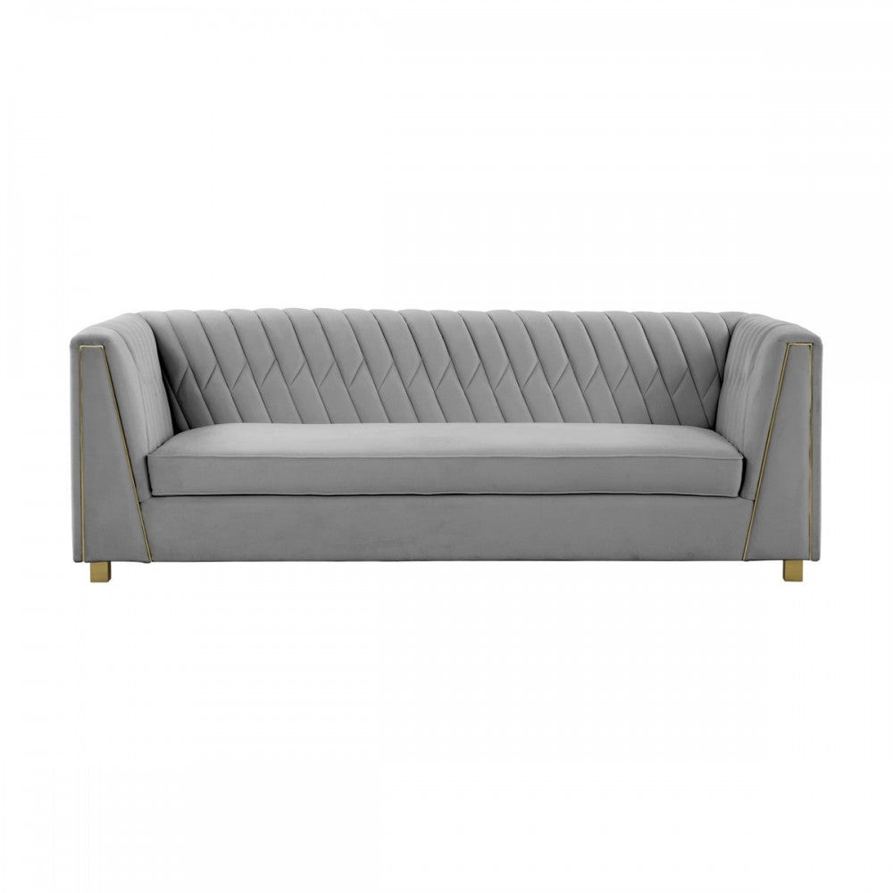 TOV Furniture Wafa Light Gray Velvet Sofa
