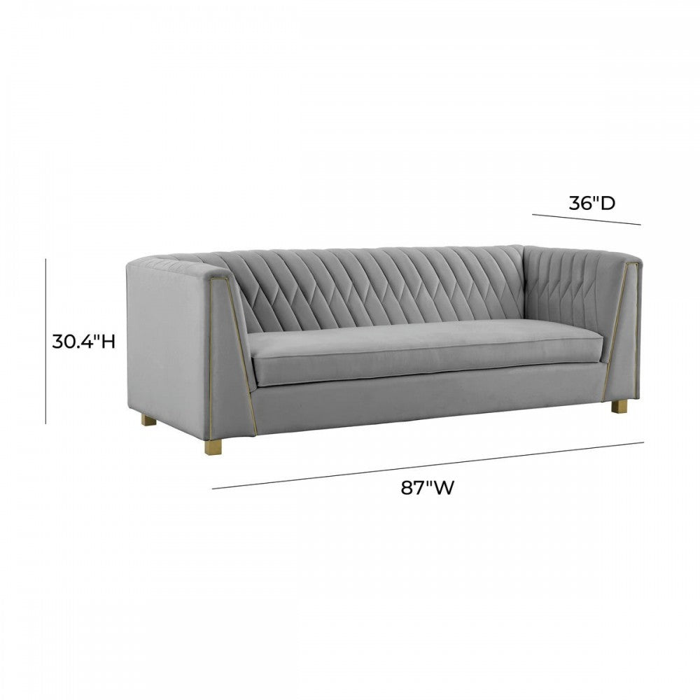 TOV Furniture Wafa Light Gray Velvet Sofa