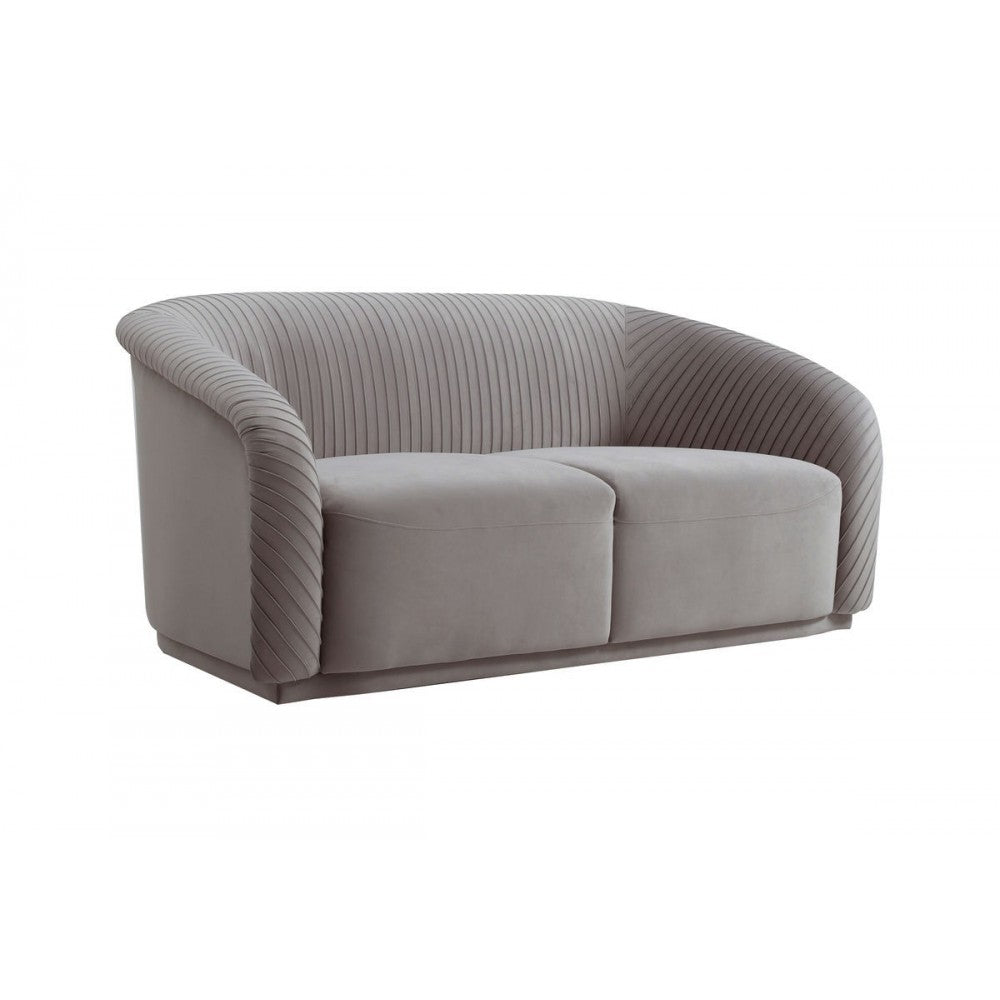 TOV Furniture Yara Pleated Gray Velvet Loveseat