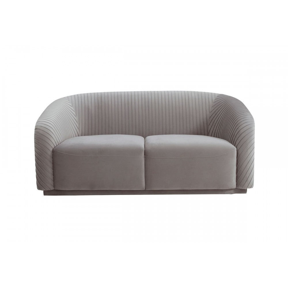 TOV Furniture Yara Pleated Gray Velvet Loveseat