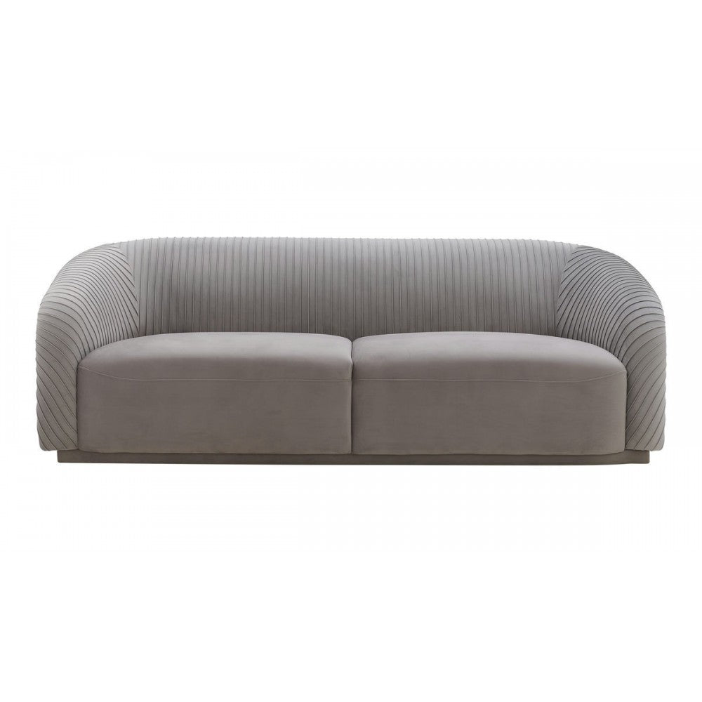 TOV Furniture Yara Pleated Gray Velvet Sofa