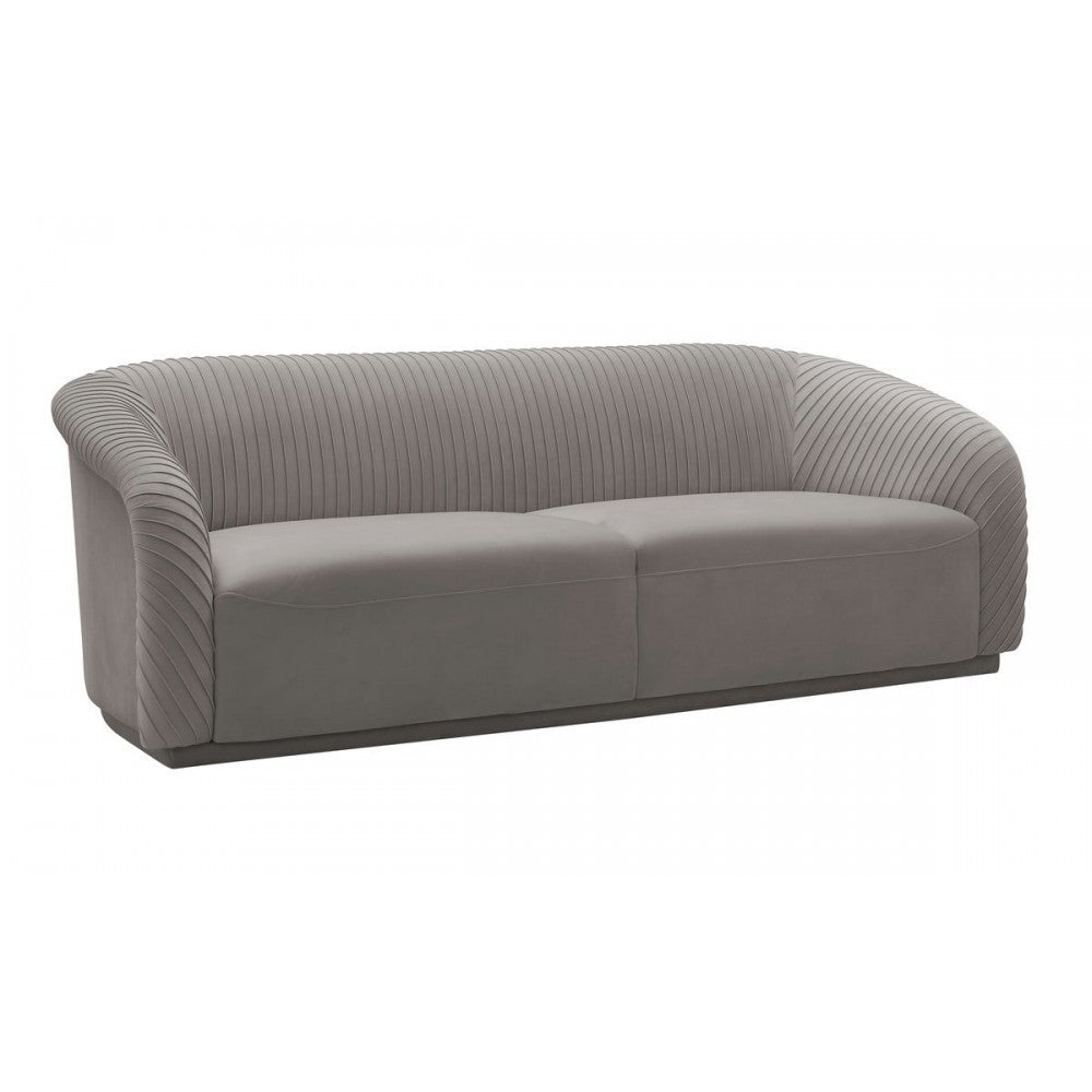 TOV Furniture Yara Pleated Gray Velvet Sofa