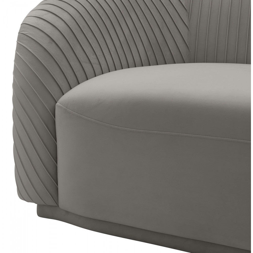 TOV Furniture Yara Pleated Gray Velvet Sofa