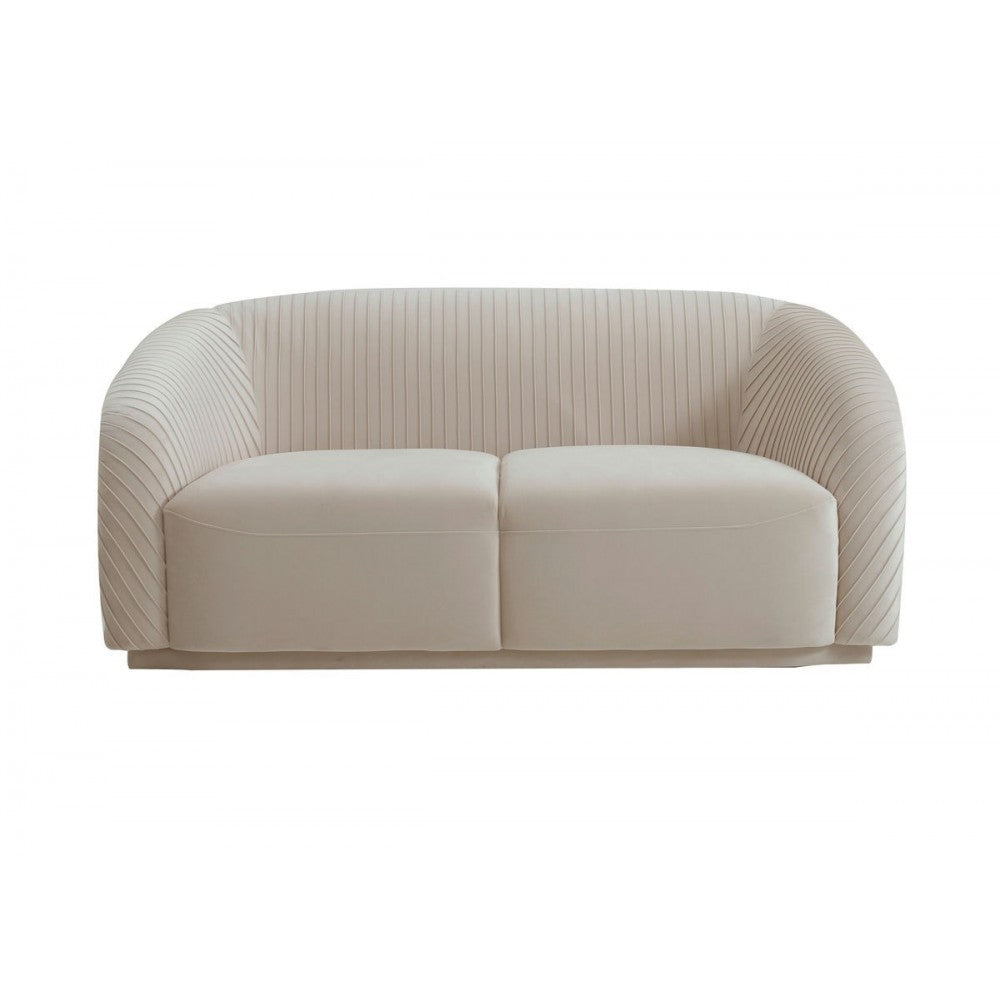 TOV Furniture Yara Pleated Beige Velvet Loveseat