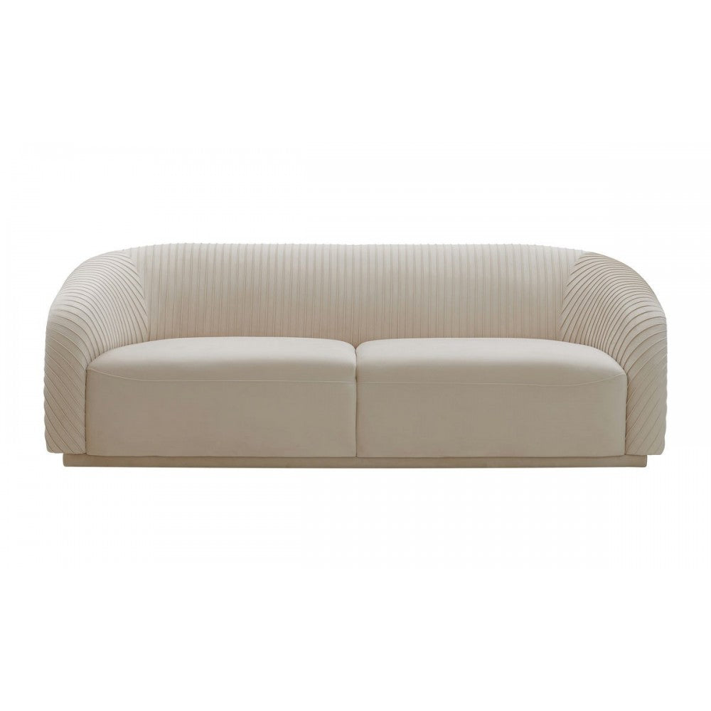TOV Furniture Yara Pleated Beige Velvet Sofa