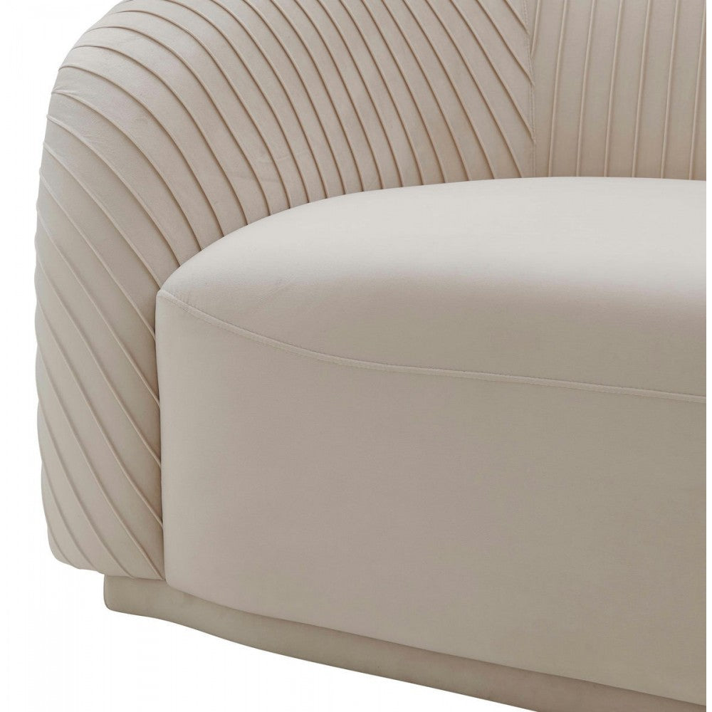 TOV Furniture Yara Pleated Beige Velvet Sofa