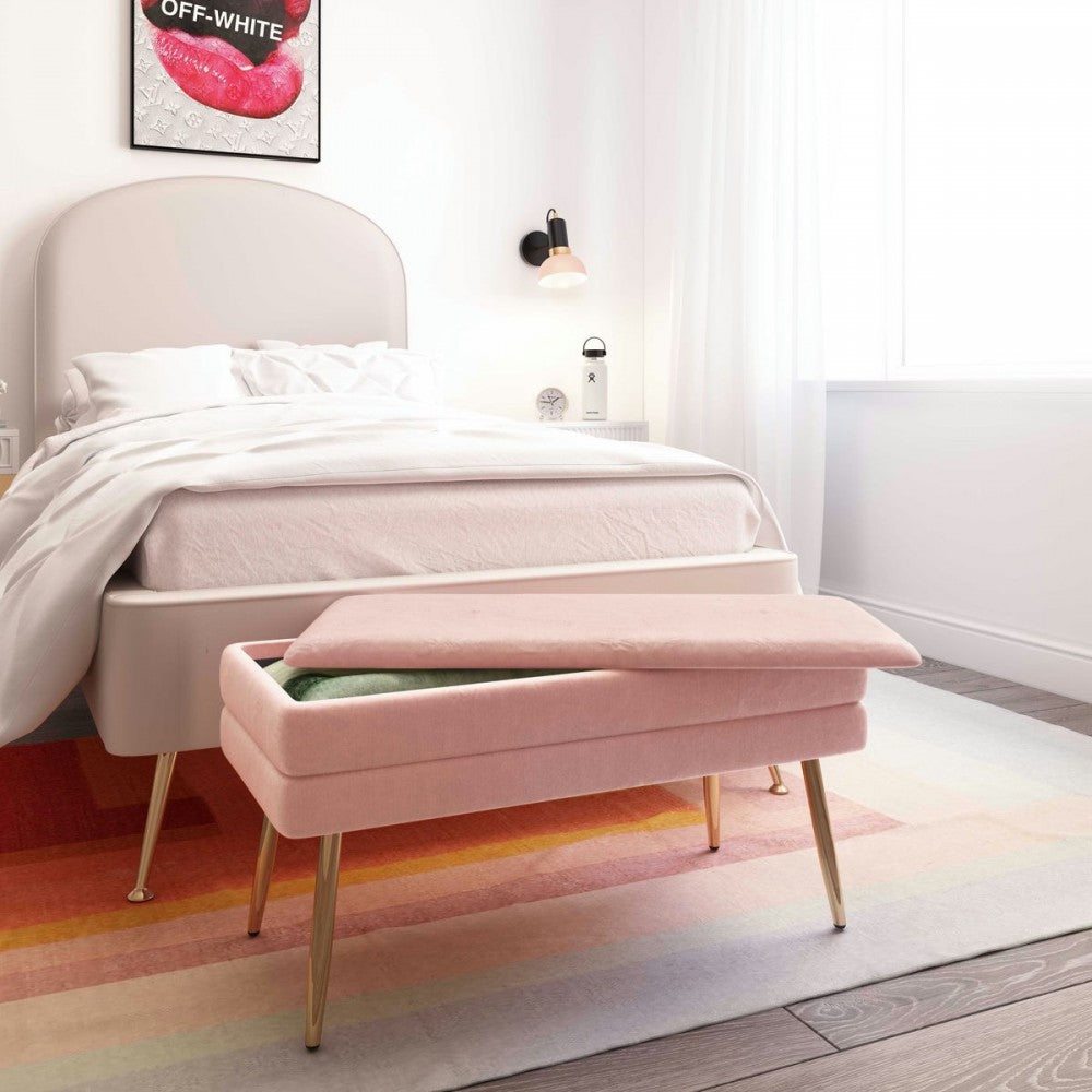 TOV Furniture Ziva Blush Velvet Storage Bench
