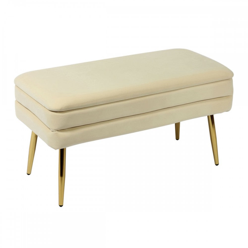 TOV Furniture Ziva Cream Velvet Storage Bench