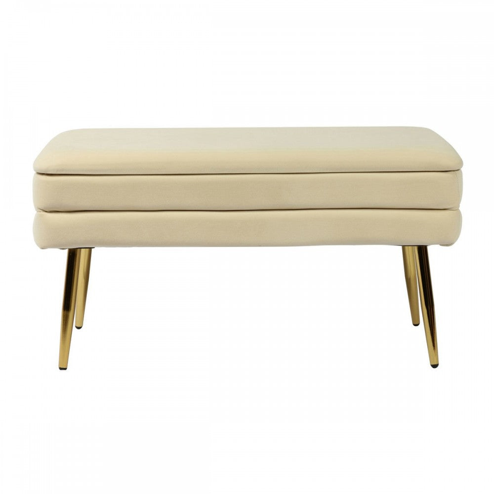 TOV Furniture Ziva Cream Velvet Storage Bench