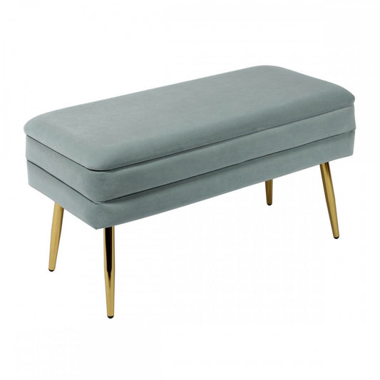 TOV Furniture Ziva Sea Blue Velvet Storage Bench