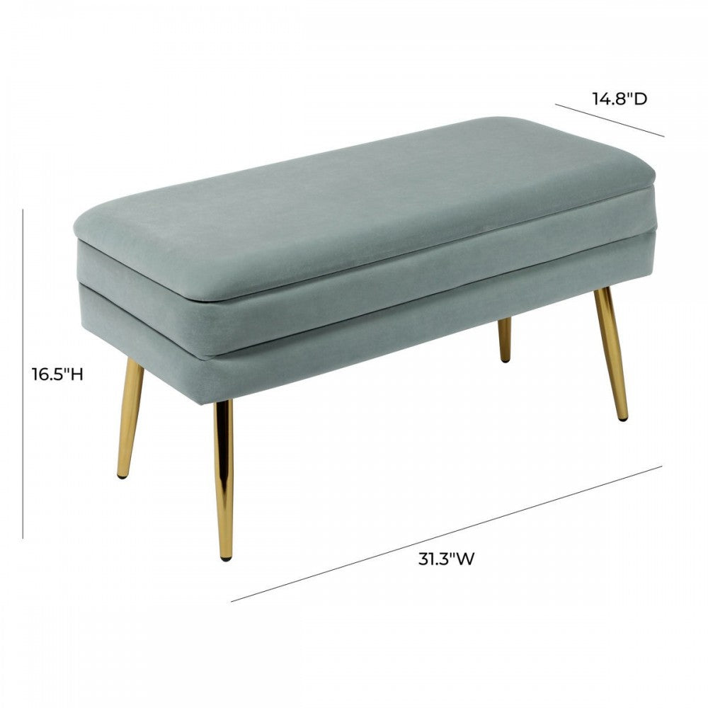 TOV Furniture Ziva Sea Blue Velvet Storage Bench