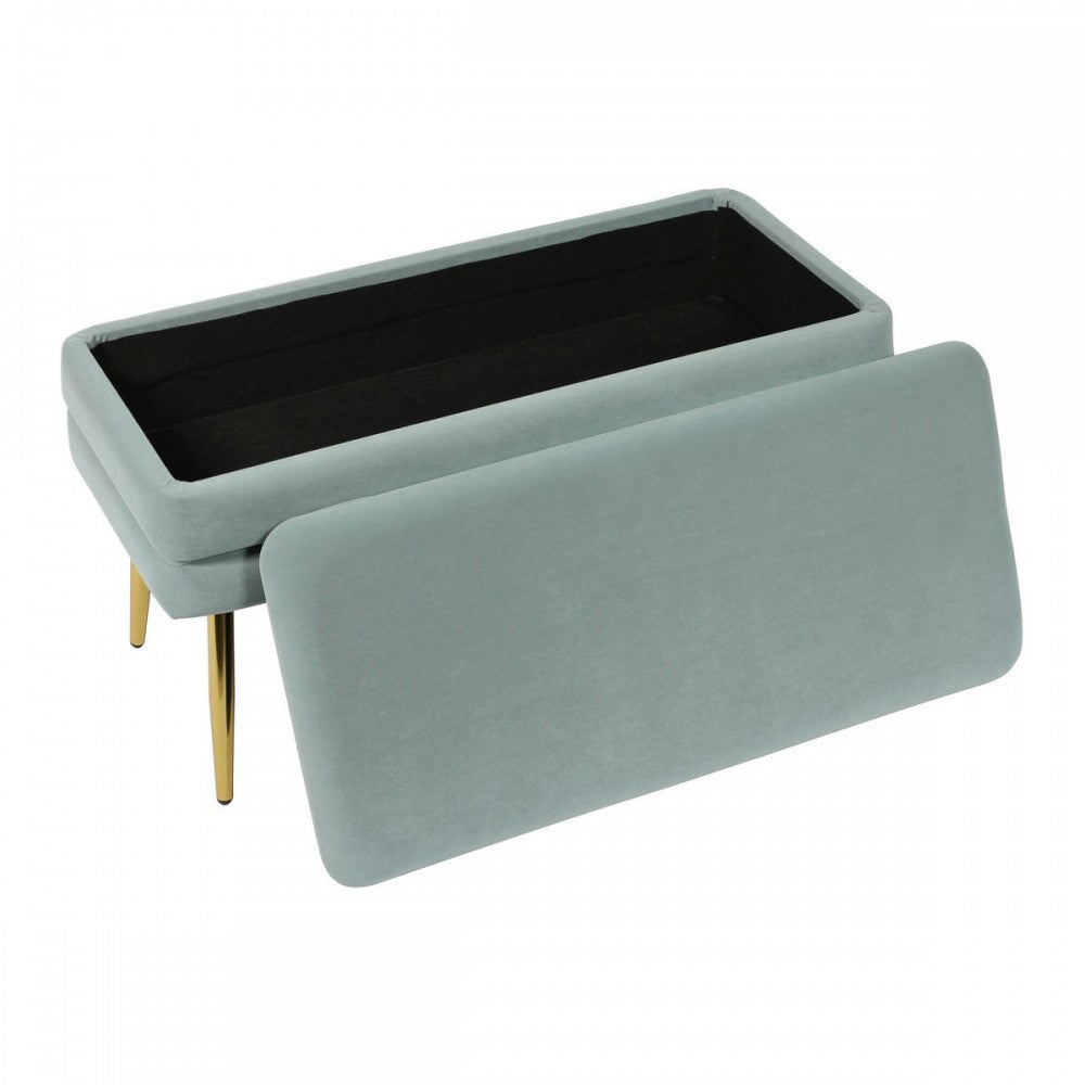 TOV Furniture Ziva Sea Blue Velvet Storage Bench