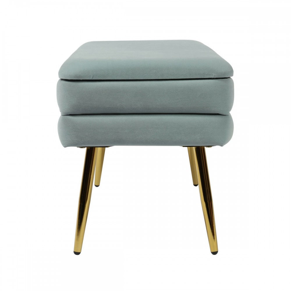 TOV Furniture Ziva Sea Blue Velvet Storage Bench