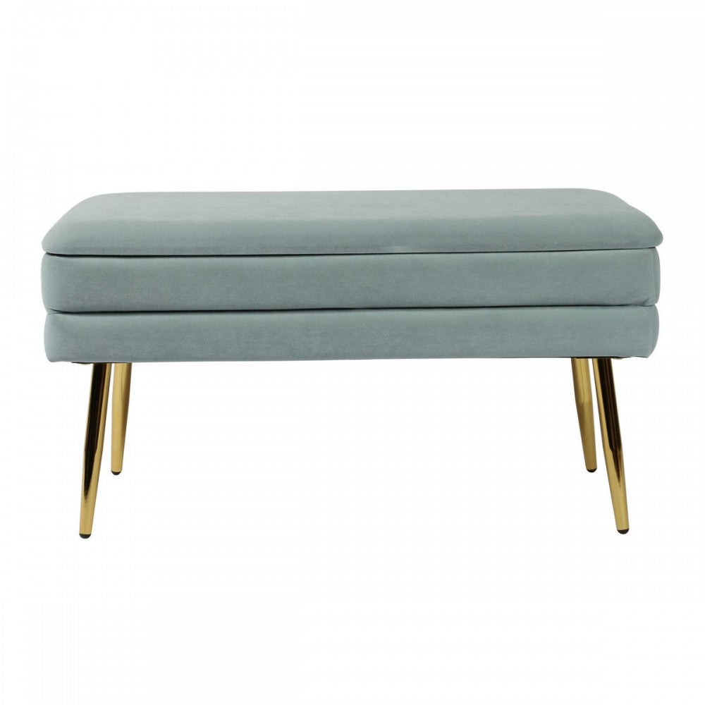 TOV Furniture Ziva Sea Blue Velvet Storage Bench